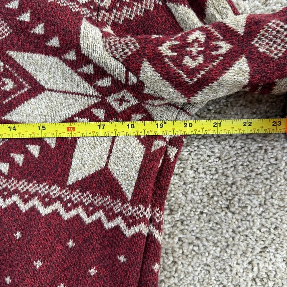 American Eagle Outfitters Y2K Sweater Mens Medium Red Fair Isle Henley Pullover